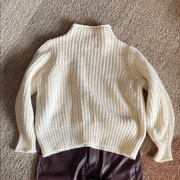 Madewell Size S Cozy Cream Mock Turtleneck Wool-blend Sweater - Picture 8 of 10
